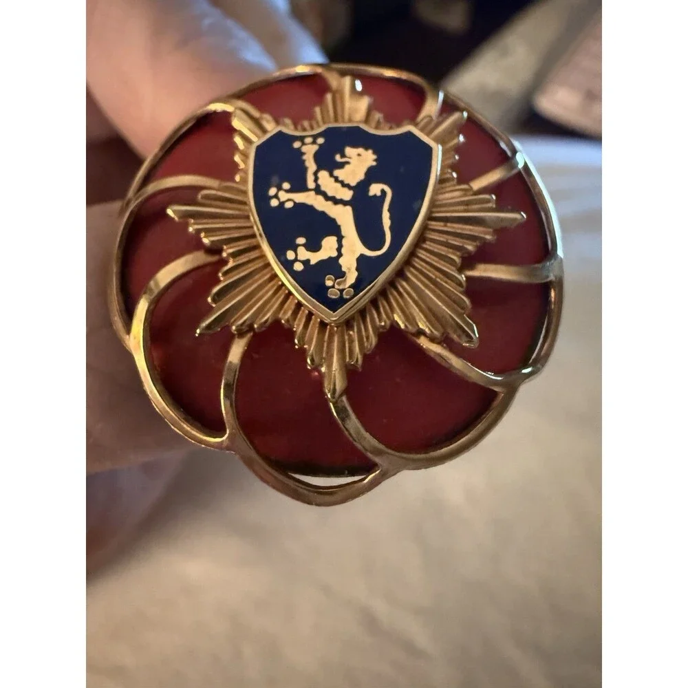 Vintage Mid-Century Heraldic Sunburst Brooch